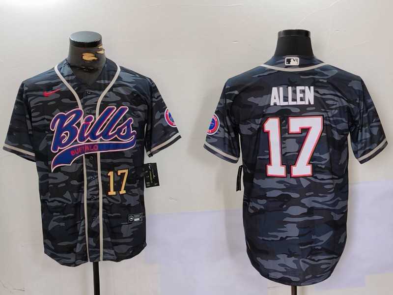 Mens Buffalo Bills #17 Josh Allen Camo Team Cool Base Stitched Baseball Jerseys